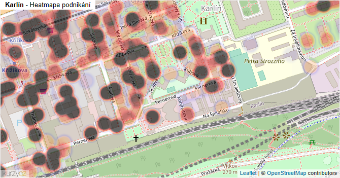 Karlín - mapa podnikání