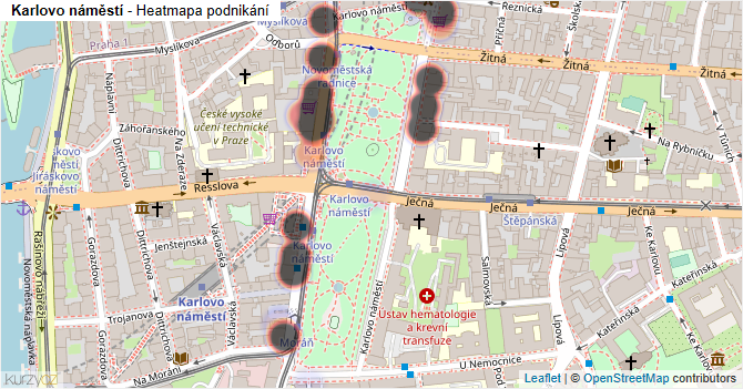 Karlovo náměstí - mapa podnikání