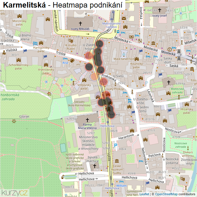 Mapa Karmelitská - Firmy v ulici.