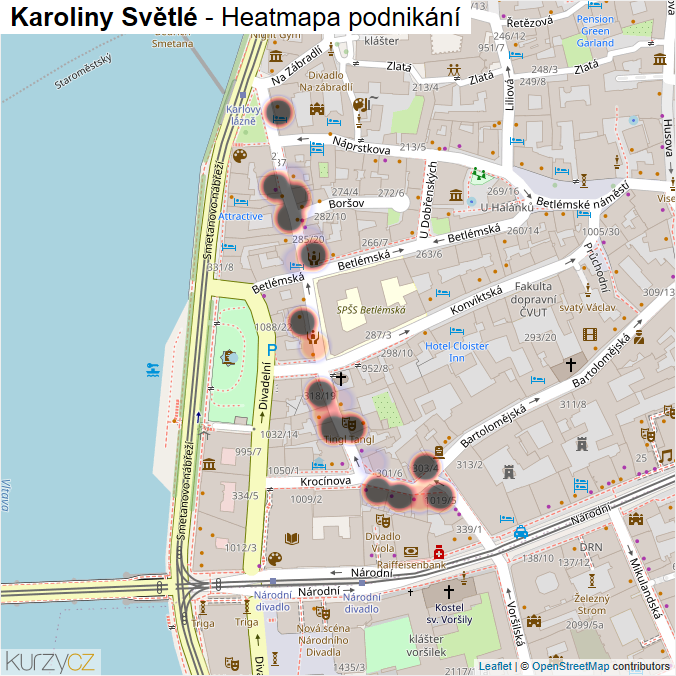 Mapa Karoliny Světlé - Firmy v ulici.