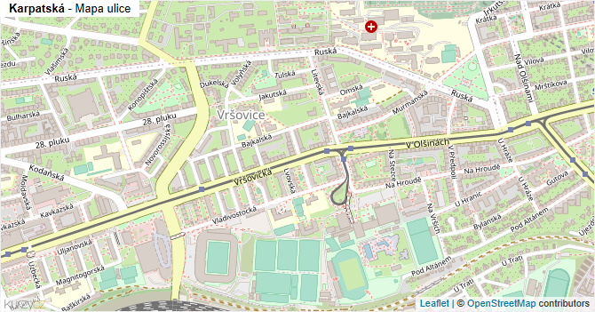 Karpatská - mapa ulice