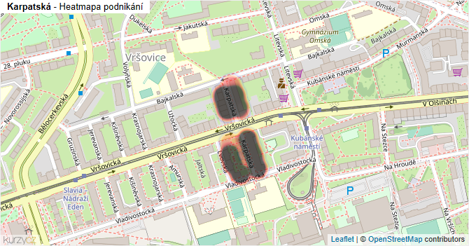 Karpatská - mapa podnikání