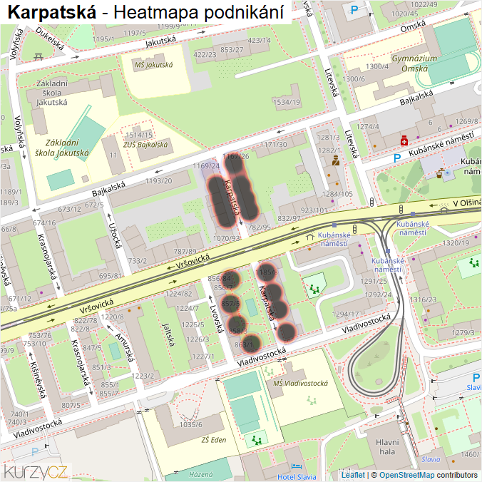 Mapa Karpatská - Firmy v ulici.