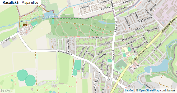 Kasalická - mapa ulice