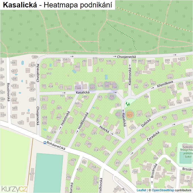 Mapa Kasalická - Firmy v ulici.