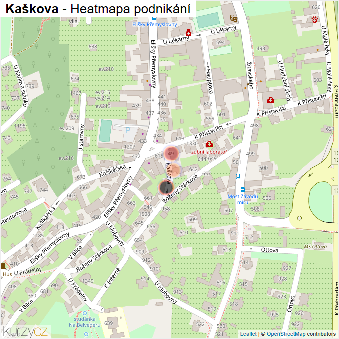 Mapa Kaškova - Firmy v ulici.