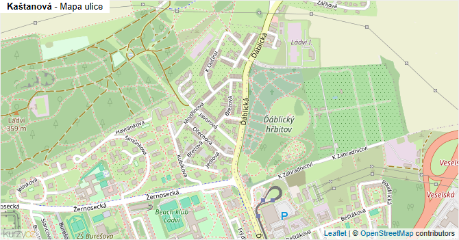 Kaštanová - mapa ulice