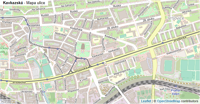 Kavkazská - mapa ulice