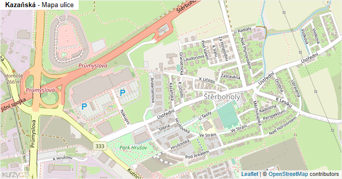 Kazaňská - mapa ulice