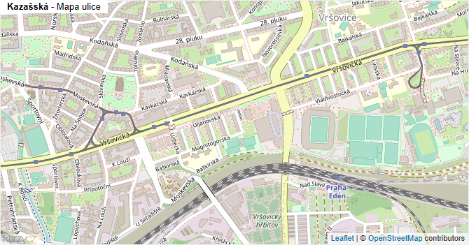 Kazašská - mapa ulice