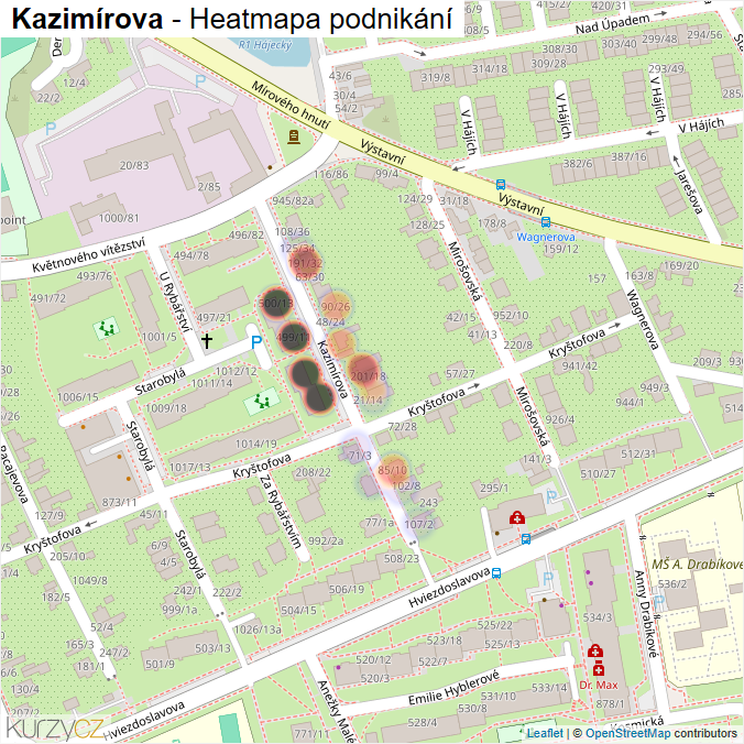 Mapa Kazimírova - Firmy v ulici.