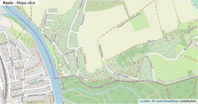 Kazín - mapa ulice