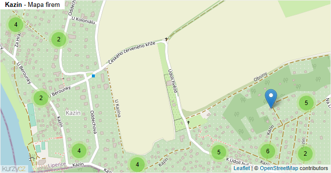 Kazín - mapa firem