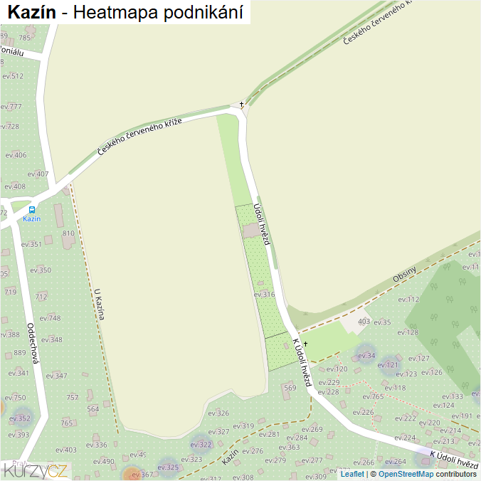 Mapa Kazín - Firmy v ulici.