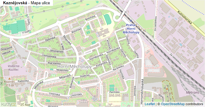 Kaznějovská - mapa ulice