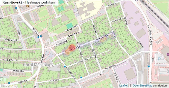 Kaznějovská - mapa podnikání