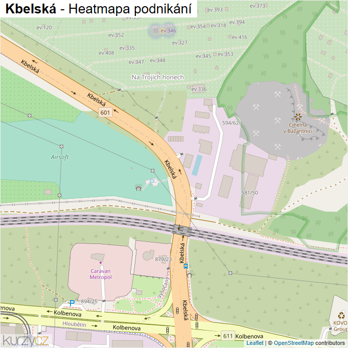 Mapa Kbelská - Firmy v ulici.