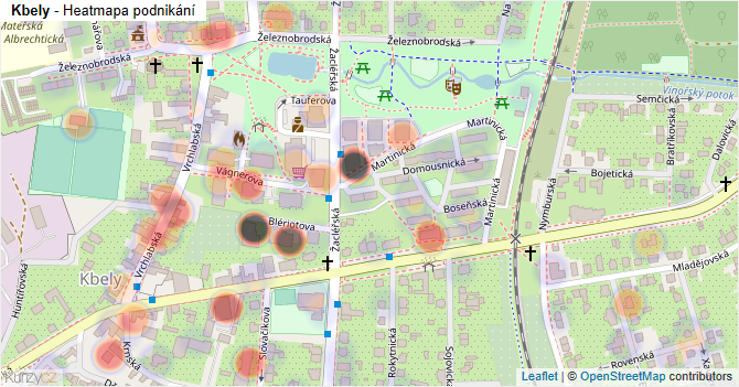 Kbely - mapa podnikání