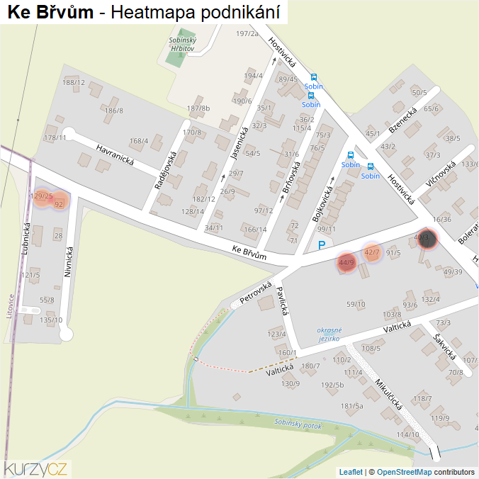 Mapa Ke Břvům - Firmy v ulici.