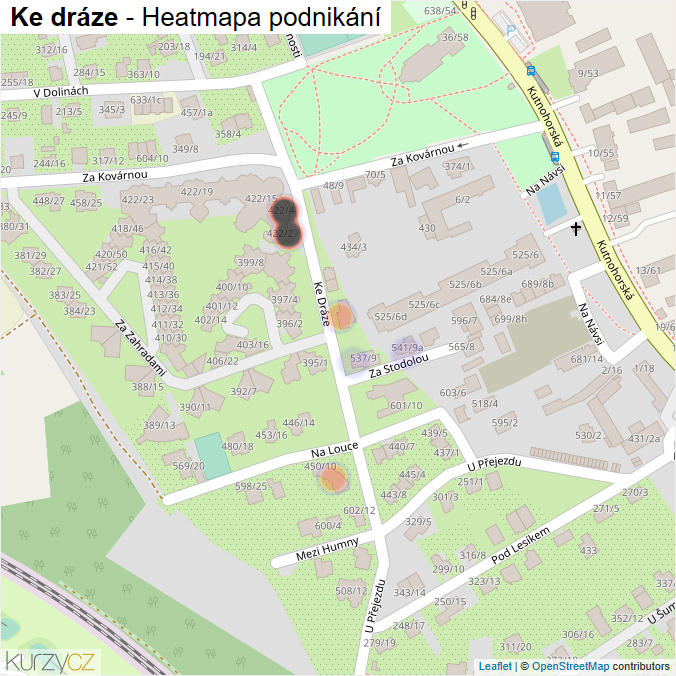 Mapa Ke dráze - Firmy v ulici.