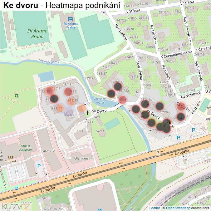 Mapa Ke dvoru - Firmy v ulici.