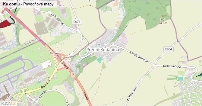 Ke goniu - záplavové mapy stoleté vody