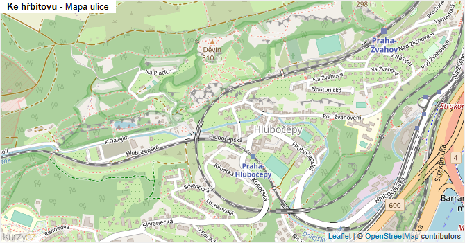 Ke hřbitovu - mapa ulice