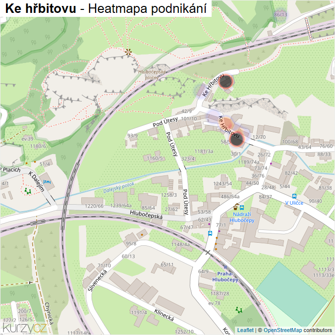 Mapa Ke hřbitovu - Firmy v ulici.