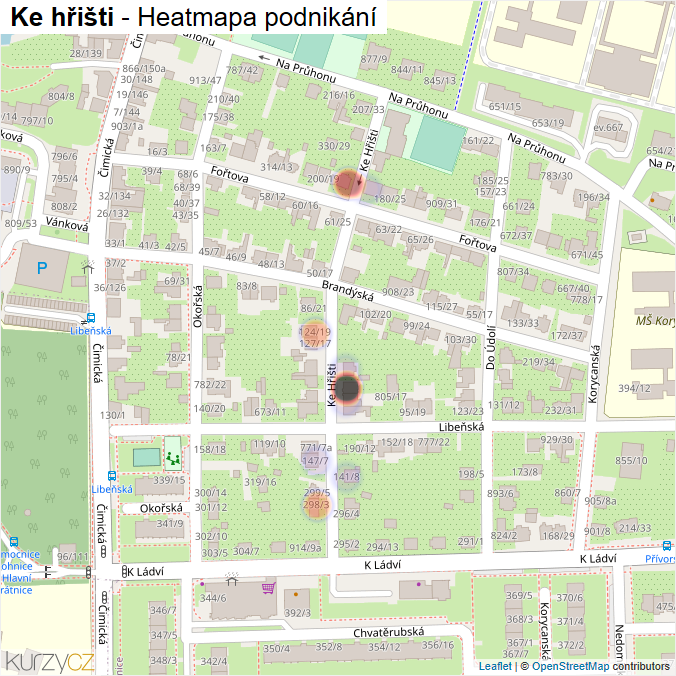 Mapa Ke hřišti - Firmy v ulici.