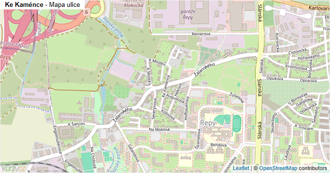 Ke Kaménce - mapa ulice