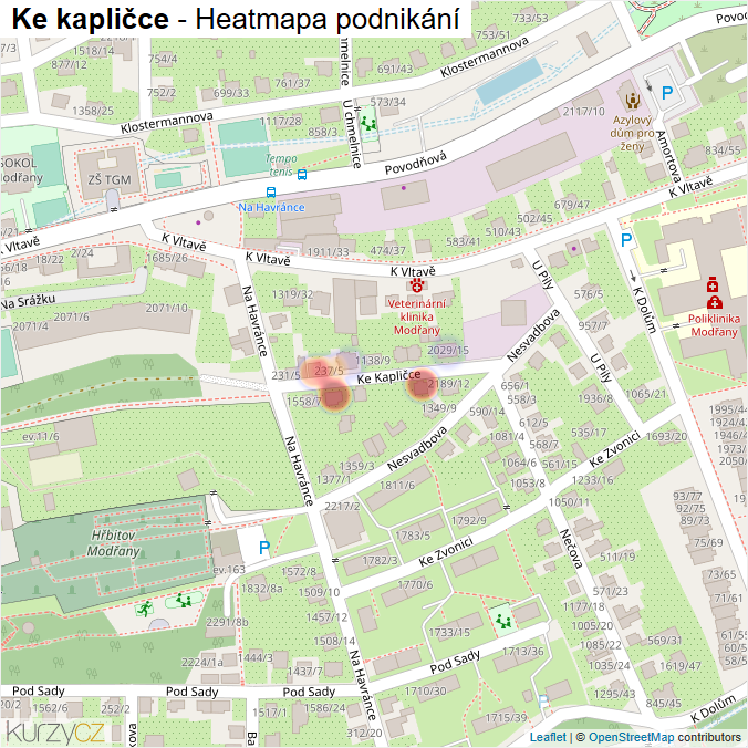 Mapa Ke kapličce - Firmy v ulici.