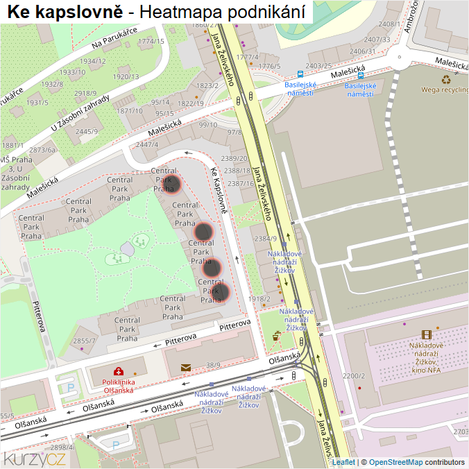 Mapa Ke kapslovně - Firmy v ulici.