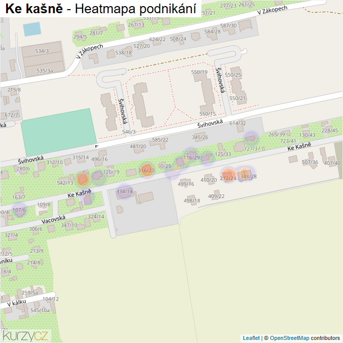 Mapa Ke kašně - Firmy v ulici.