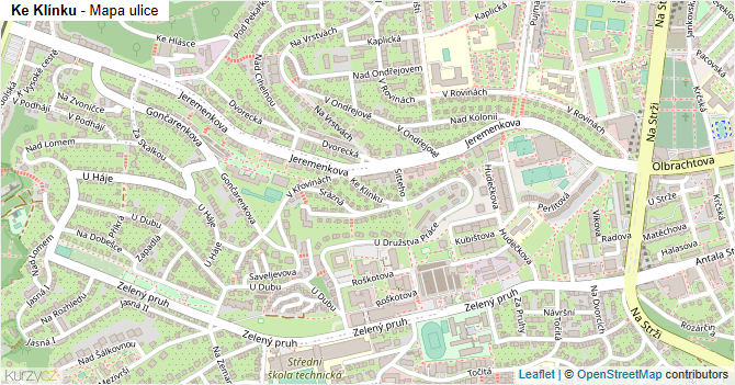 Ke Klínku - mapa ulice
