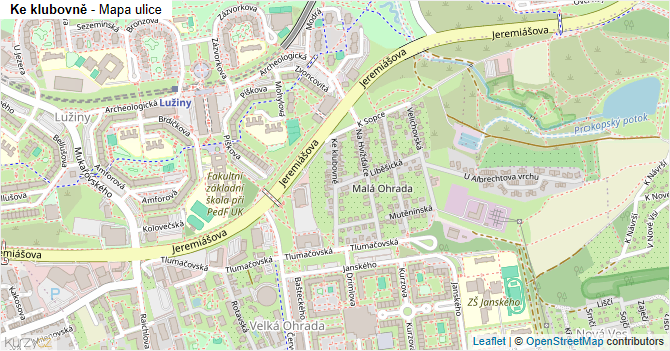 Ke klubovně - mapa ulice