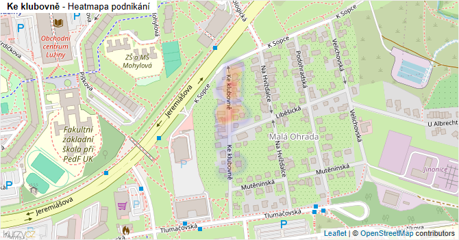 Ke klubovně - mapa podnikání