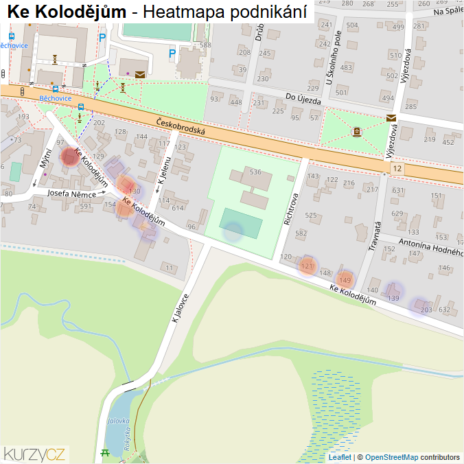 Mapa Ke Kolodějům - Firmy v ulici.