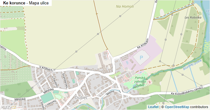 Ke korunce - mapa ulice
