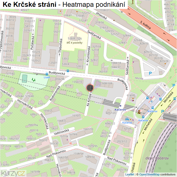 Mapa Ke Krčské stráni - Firmy v ulici.
