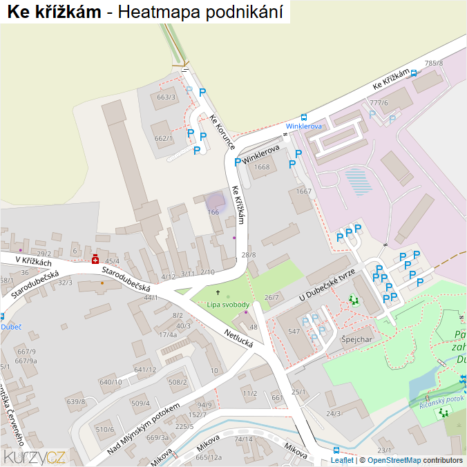 Mapa Ke křížkám - Firmy v ulici.