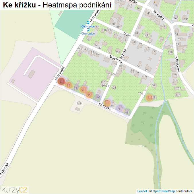 Mapa Ke křížku - Firmy v ulici.