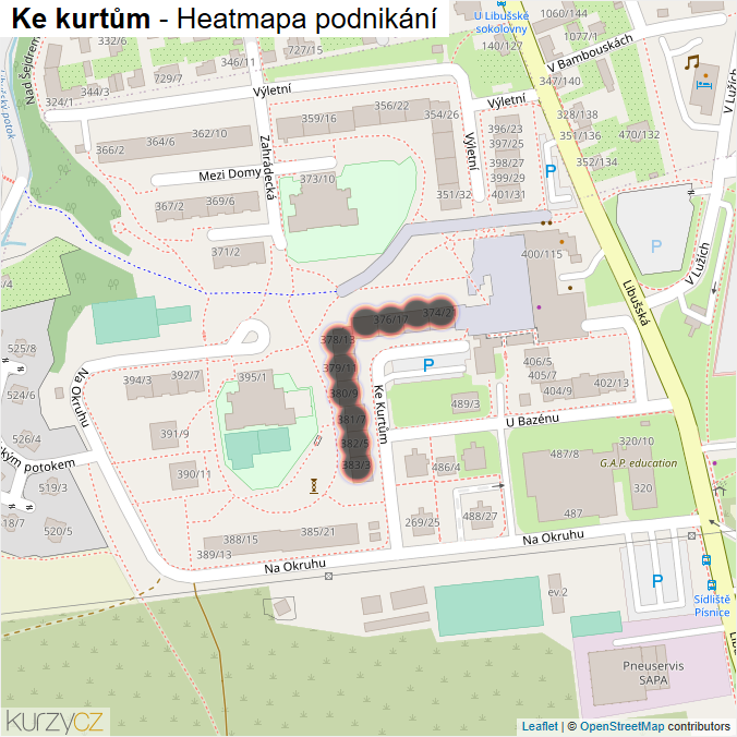 Mapa Ke kurtům - Firmy v ulici.