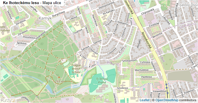 Ke lhoteckému lesu - mapa ulice