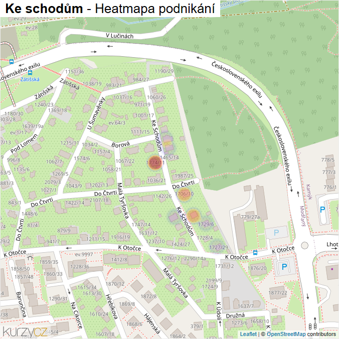 Mapa Ke schodům - Firmy v ulici.