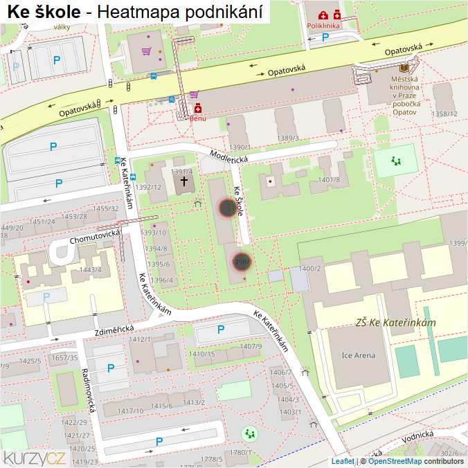 Mapa Ke škole - Firmy v ulici.