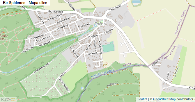 Ke Spálence - mapa ulice
