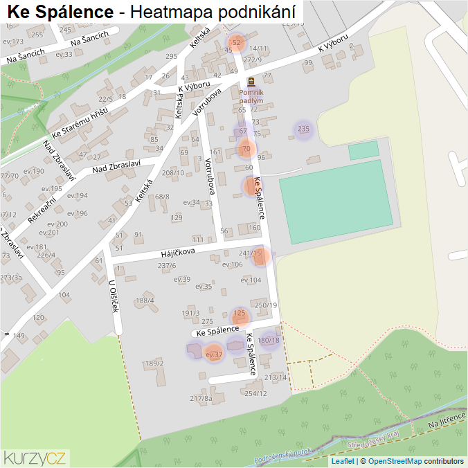 Mapa Ke Spálence - Firmy v ulici.