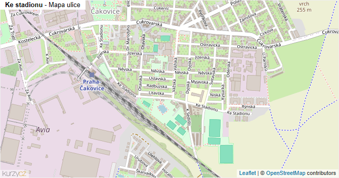 Ke stadionu - mapa ulice