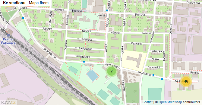 Ke stadionu - mapa firem