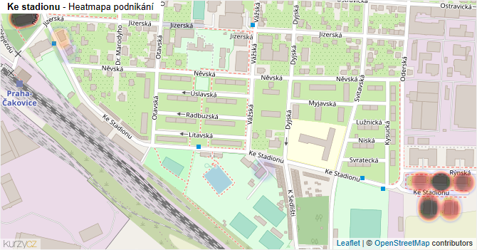 Ke stadionu - mapa podnikání